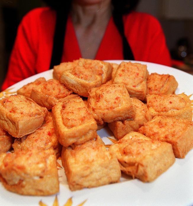'Pile of Gold' tofu stuffed with shrimp