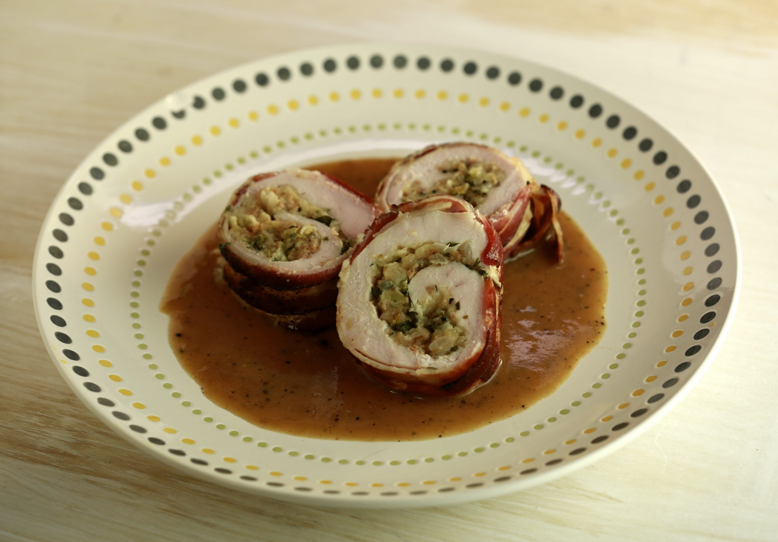 A Small but Special Thanksgiving: Turkey Rolls with Bacon, Apple and Cheddar