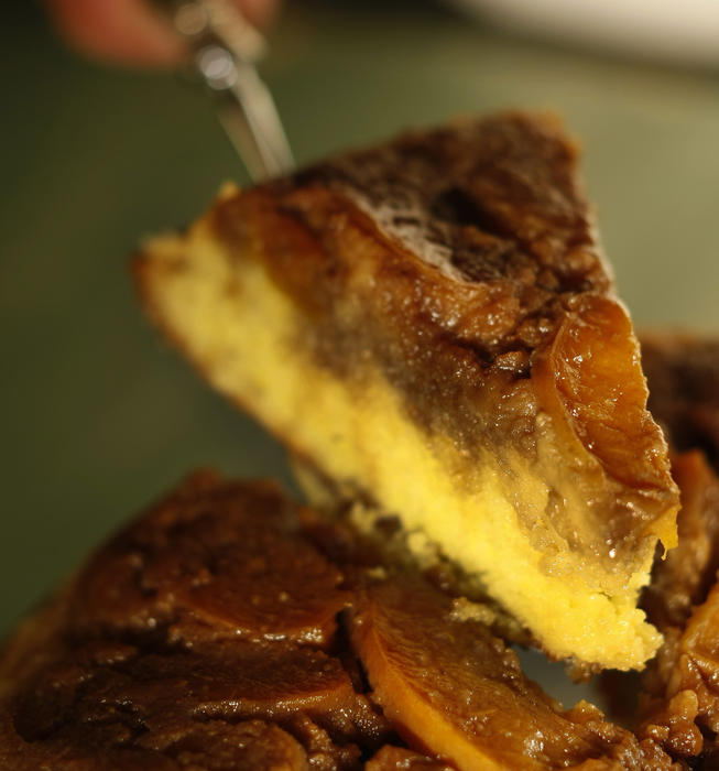 Apricot, olive oil and cornmeal upside-down cake