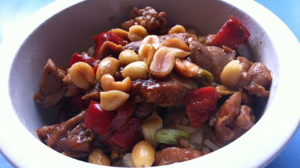 Asian Barbecued Chicken Stir Fry with Peanuts and Rice