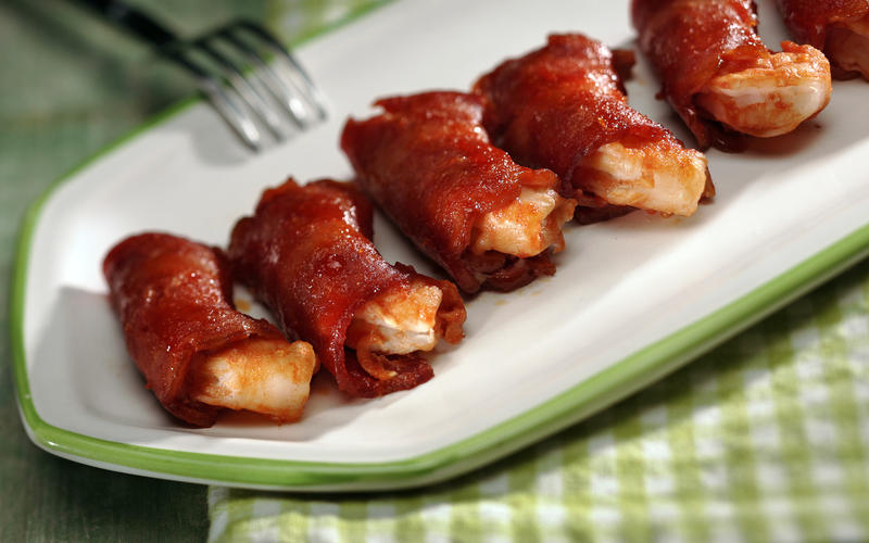 Bacon-bundled BBQ shrimp