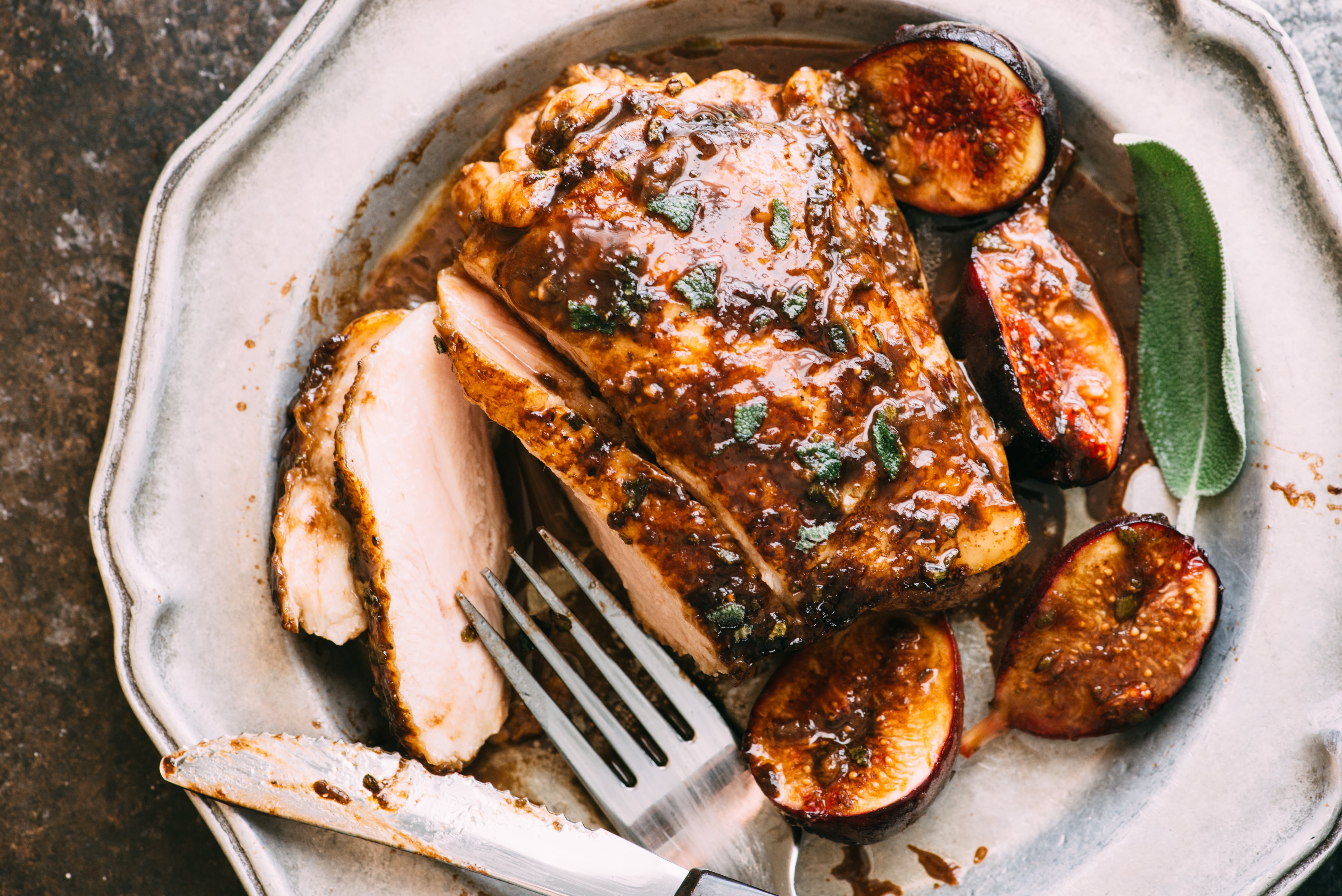 Balsamic & Mustard Glazed Chicken Thighs and Figs