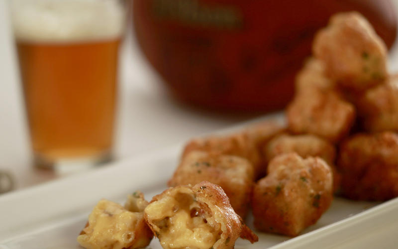Beer-battered mac-and-cheese bites