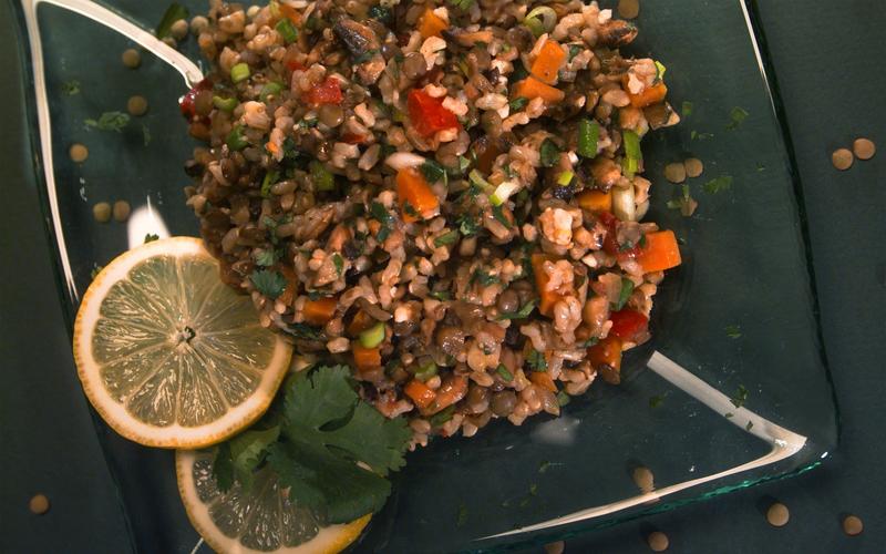 Brown rice with lentils