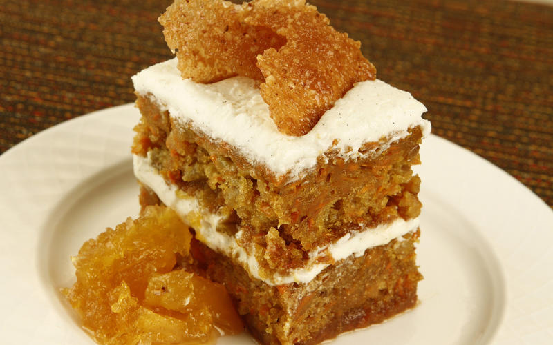 Carrot cake with pineapple marmalade