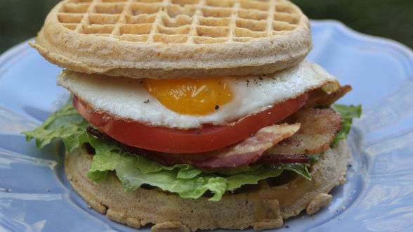 Cheddar-Whole Wheat Waffle BLT Sandwiches