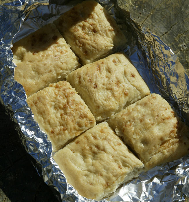 Cheese focaccia squares