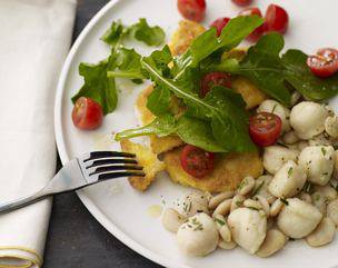 Chicken Cutlets Milanese with Butter Beans and Gnocchi