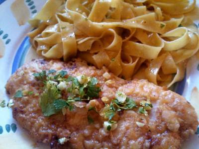 Chicken Francese and Egg Tagliatelle