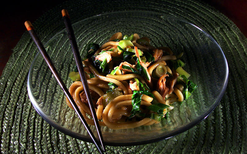 Chilled Udon With Teriyaki Chicken and Baby Bok Choy