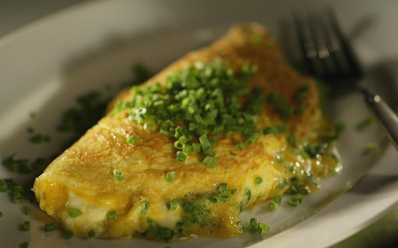Chive omelet with goat cheese