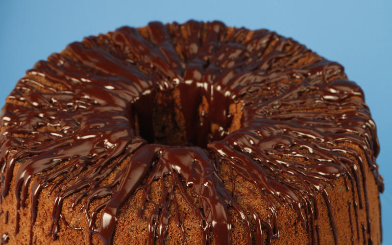 Chocolate chiffon cake with chocolate glaze