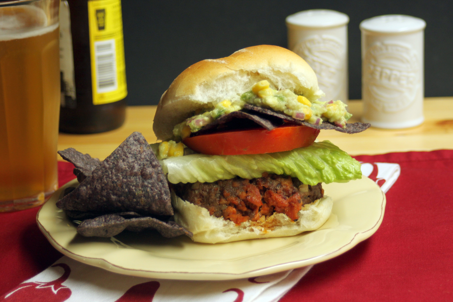 Chorizo Burgers with Sweet Corn Guacamole
