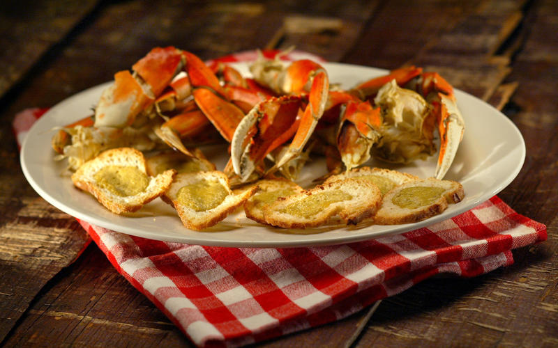 Cold cracked Dungeness crab with crab toasts