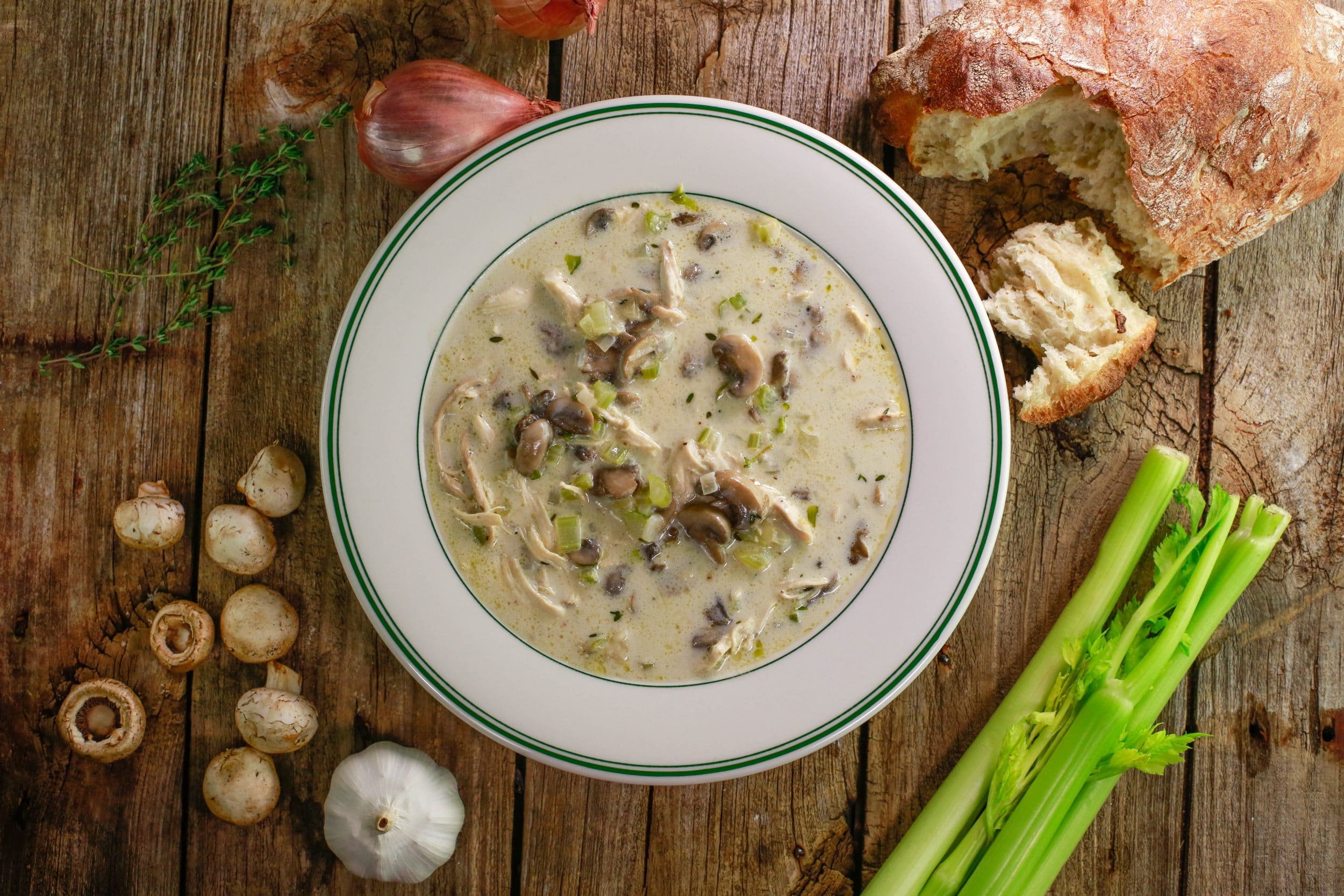 Cream of Chicken and Roasted Garlic Soup