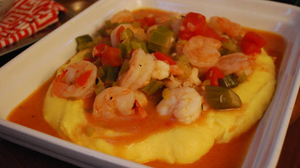 Creamy “Grits” with Creole Shrimp