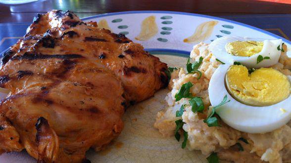 Deviled Chicken with Deviled Egg and Potato Salad