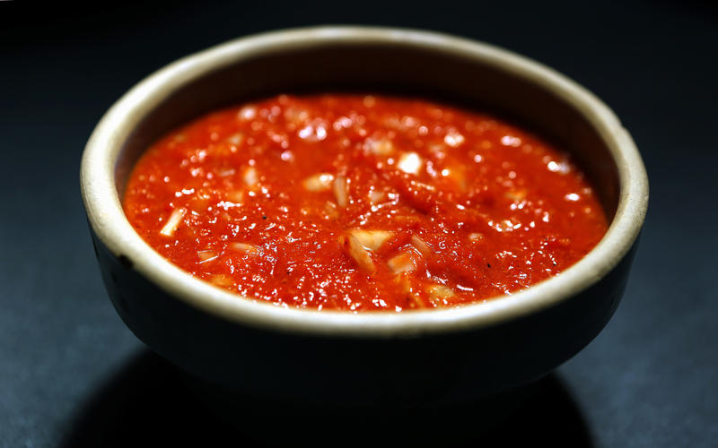 Druze secret sauce (Roasted Red Pepper Puree With Onion Shards)