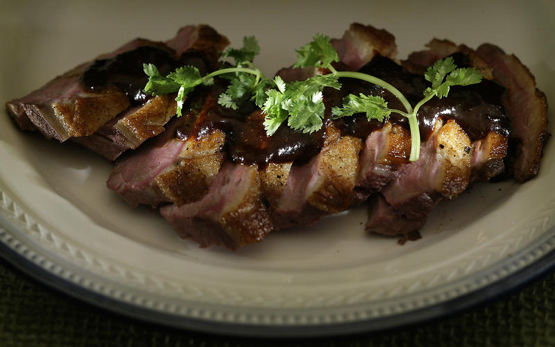 Duck breasts with orange-ancho chile sauce