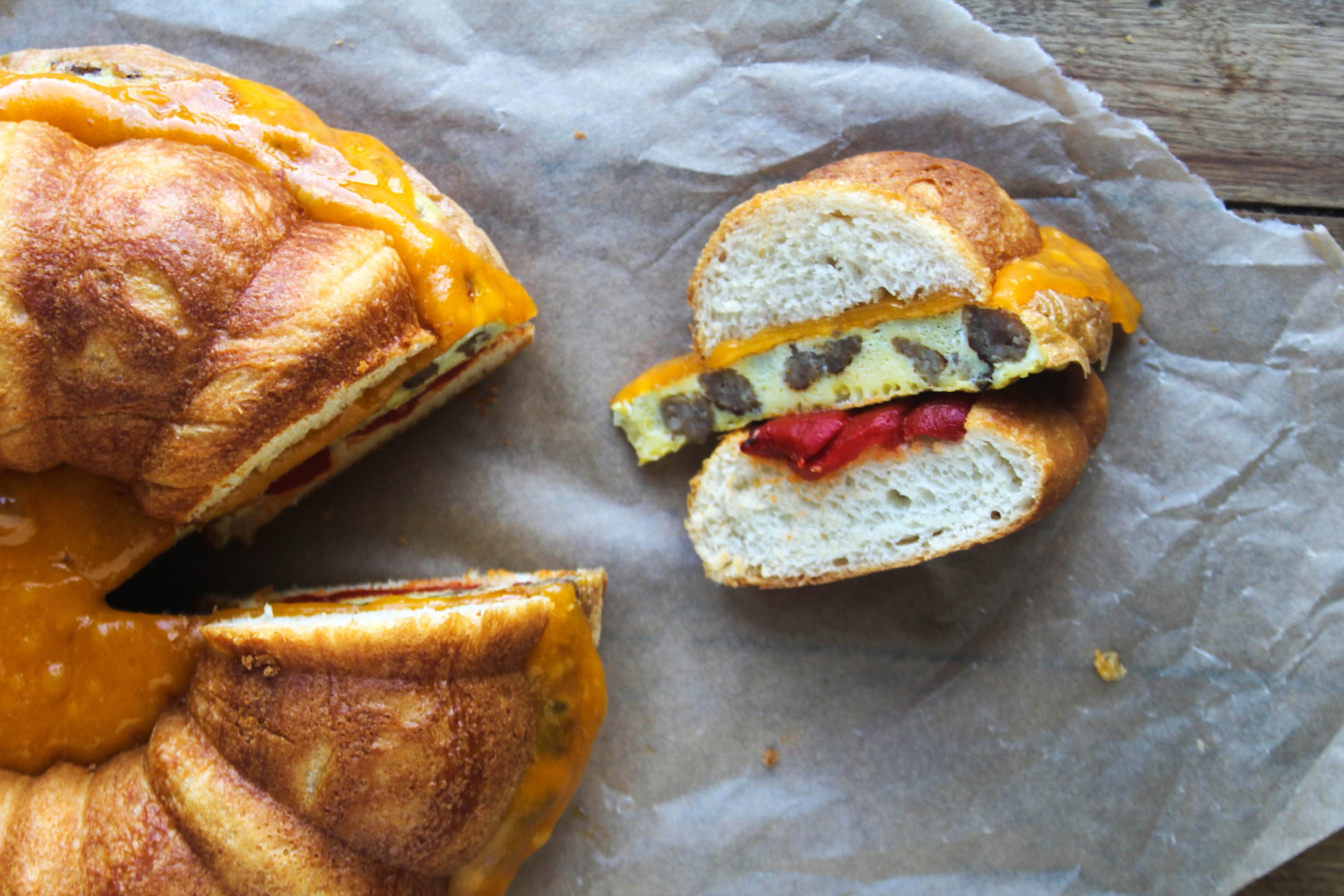 Egg, Sausage, and Cheese Bundt Breakfast Sandwich
