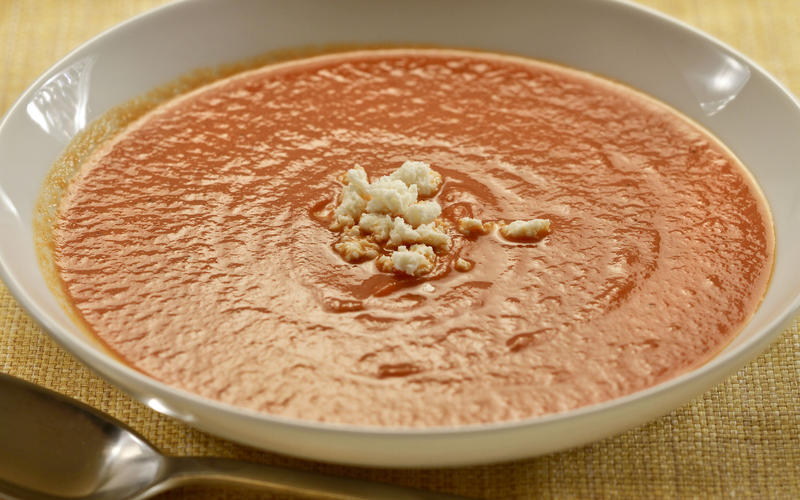 Elway's charred red pepper soup