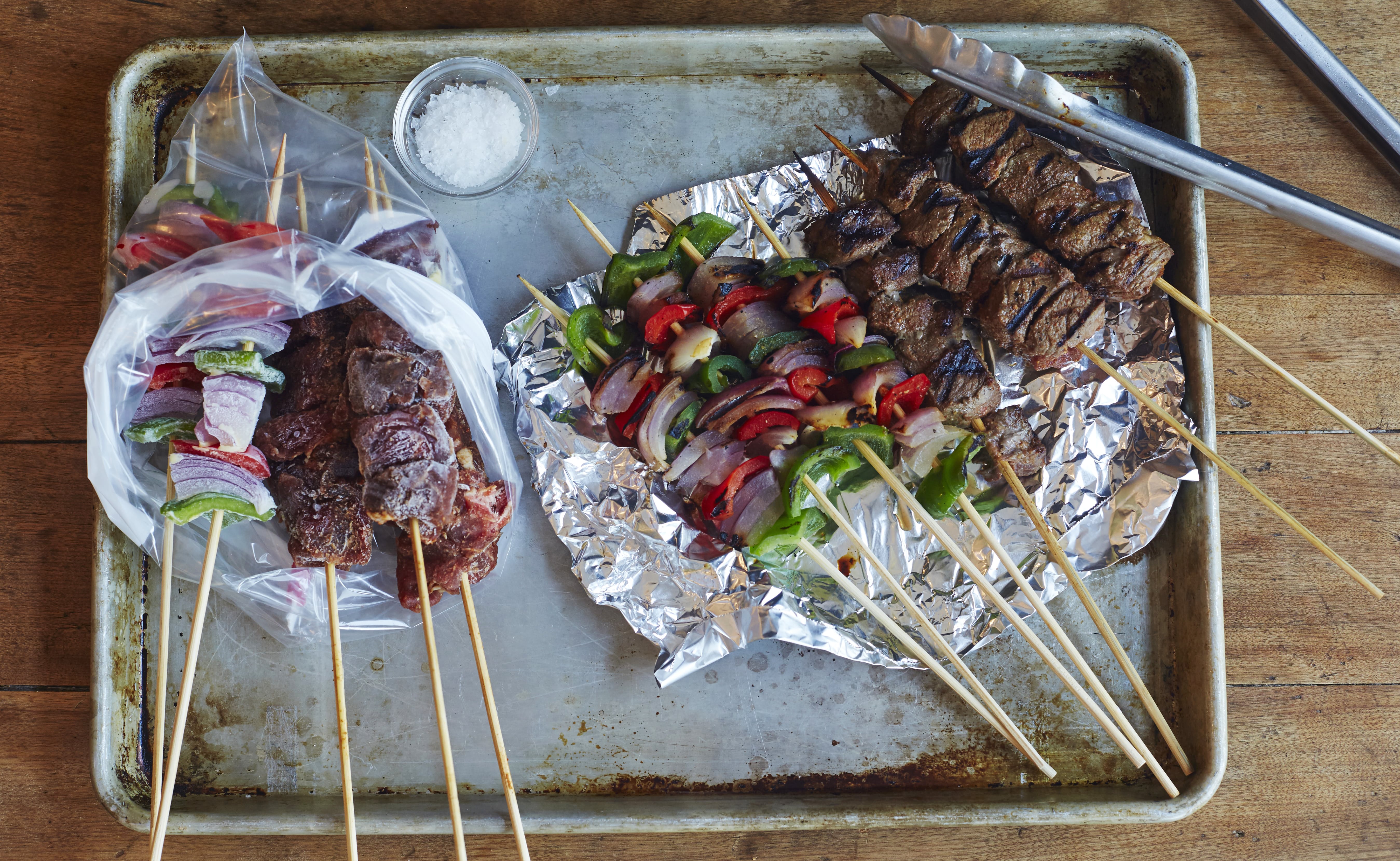 Freezer-to-Grill Steak and Vegetable Kabobs