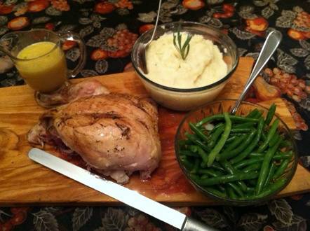 French Chicken in a Pot with Drunken Jus and Mashed Camembert Potatoes