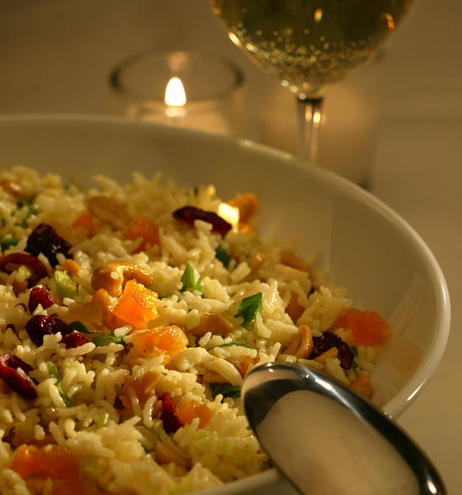Gingered rice and fruit salad