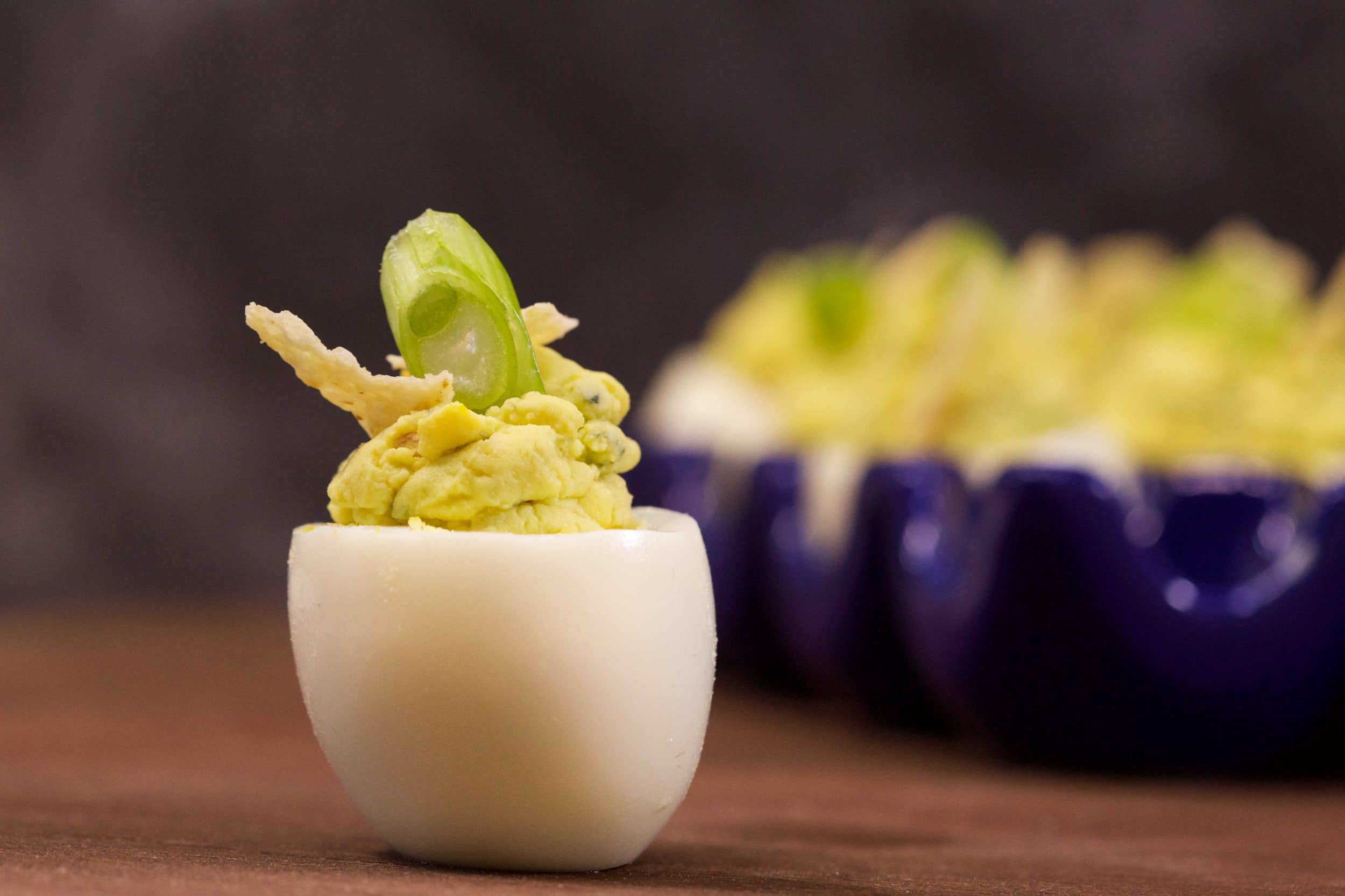 Green Migas Deviled Eggs