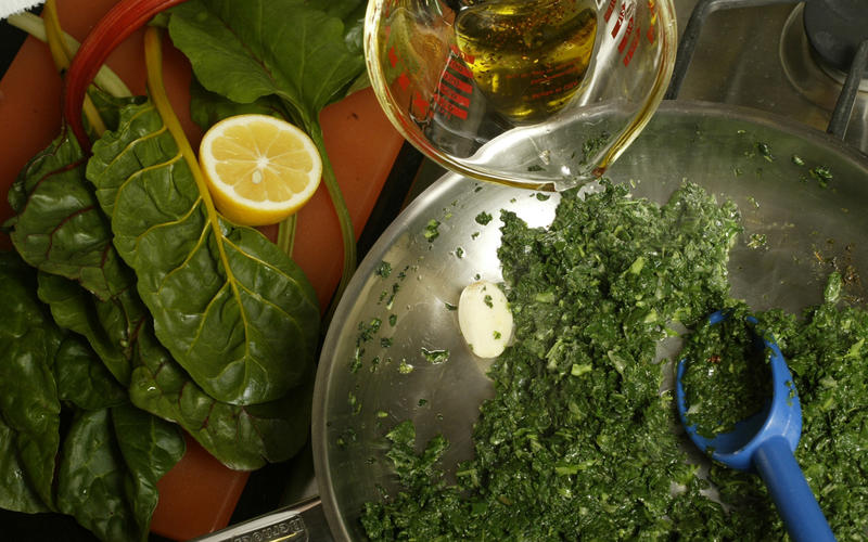 Greens with spicy lemon-cumin oil