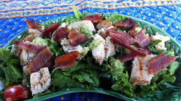 Grilled Chicken Club Salad with Guacamole Dressing
