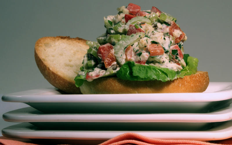 Grilled halibut salad sandwiches