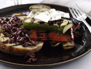 Grilled Ratatouille with Ricotta and Charred Bread