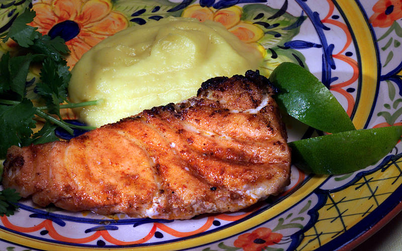 Grilled Sea Bass With Indian-Spiced Cauliflower Puree