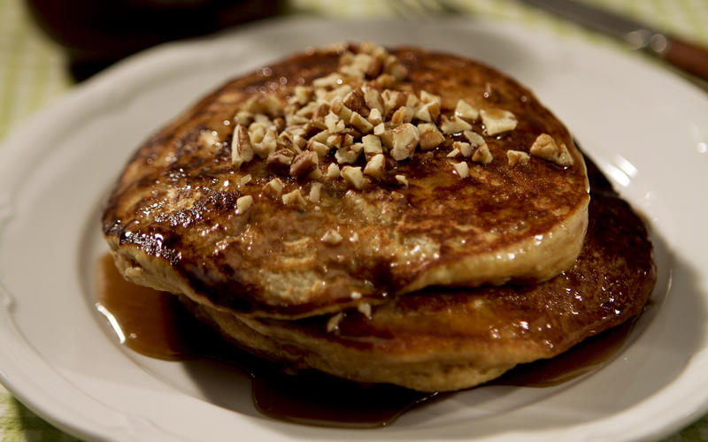 Highland Bakery's sweet potato pancakes with brown sugar butter sauce