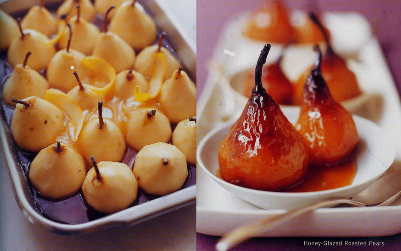 Honey-glazed roasted pears