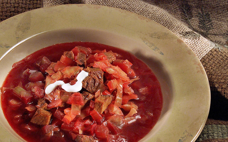 Hot beef borscht