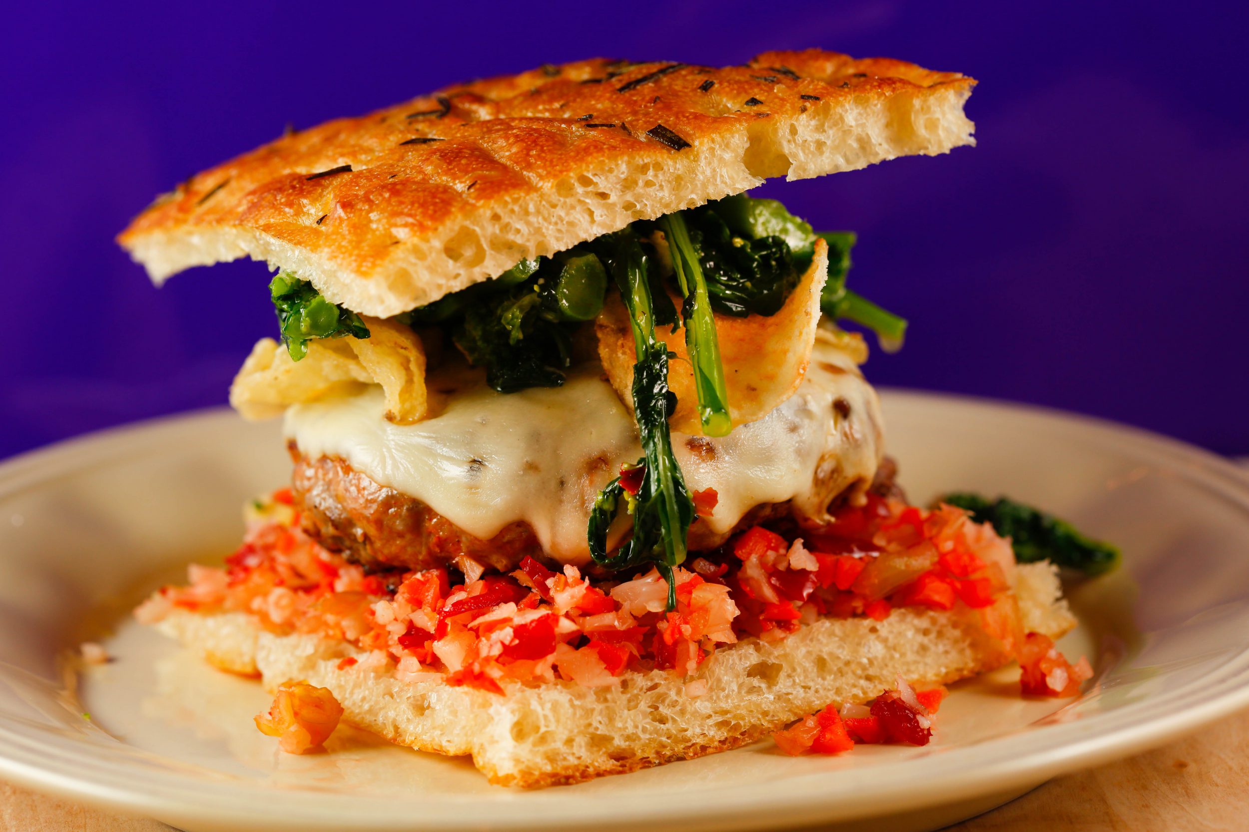 Italian Sausage Burgers with Provolone and Broccoli Rabe