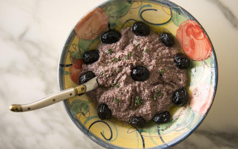 Kalamata and oil-cured olive tapenade with tuna
