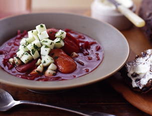 Knockwurst and Red Cabbage Stoup