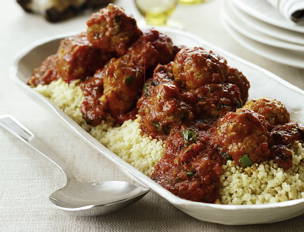 Lamb Meatballs in Tomato Mint Sauce with Pine Nut Couscous