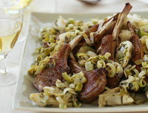 Lamb with Leeks ‘n Artichokes and Lemon Rice