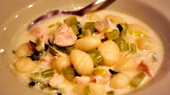 Leeky, Creamy Chicken-and-Dumpling Stoup