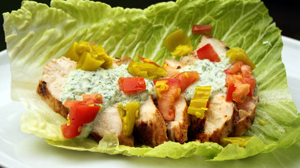 Lettuce Wrap Gyros with Chicken and Green Tzatziki