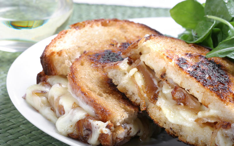 Lucques' grilled cheese with shallots