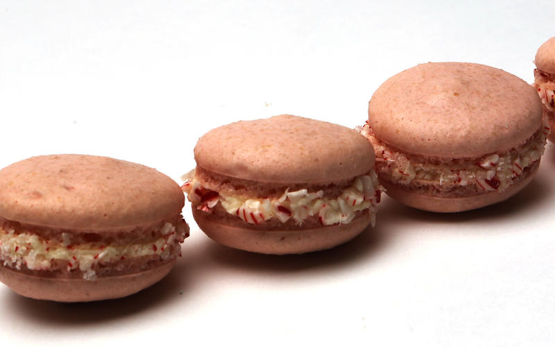 Macarons filled with white chocolate peppermint ganache