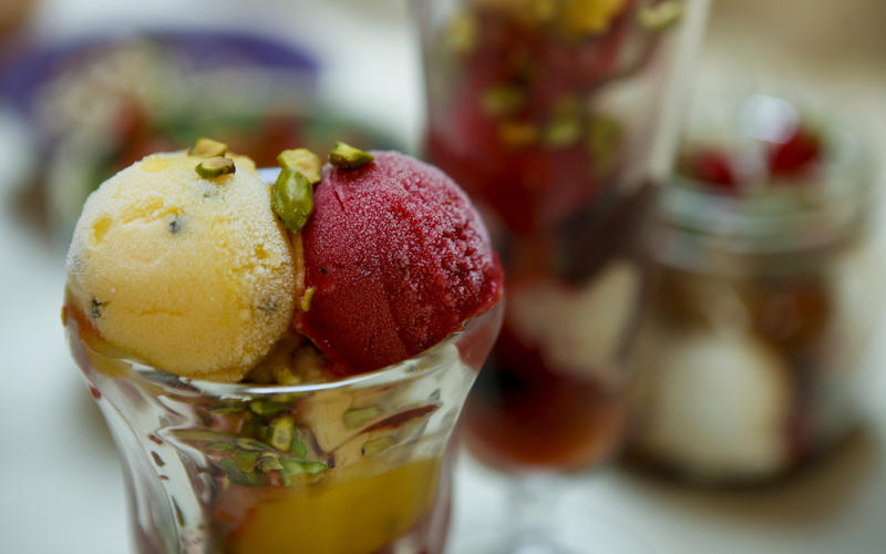 Mango and passion fruit sorbet