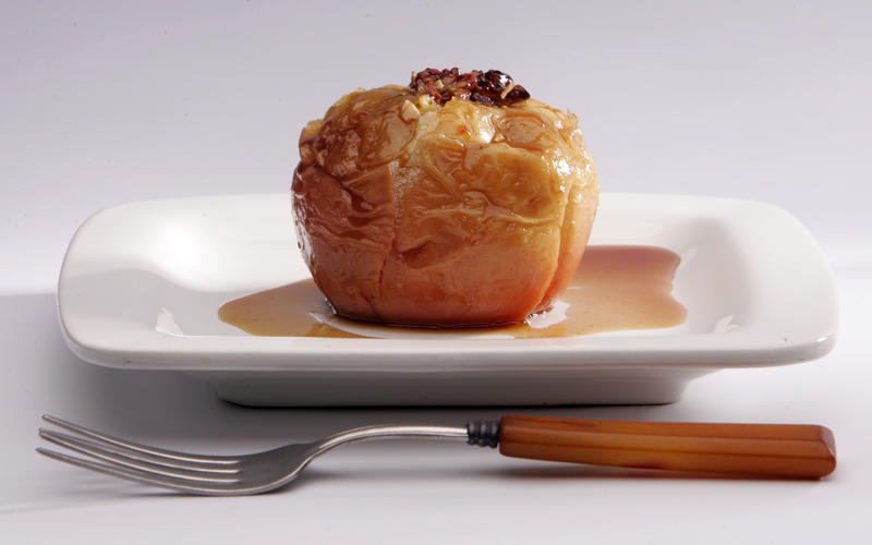 Maple baked apples with dried fruit and nuts