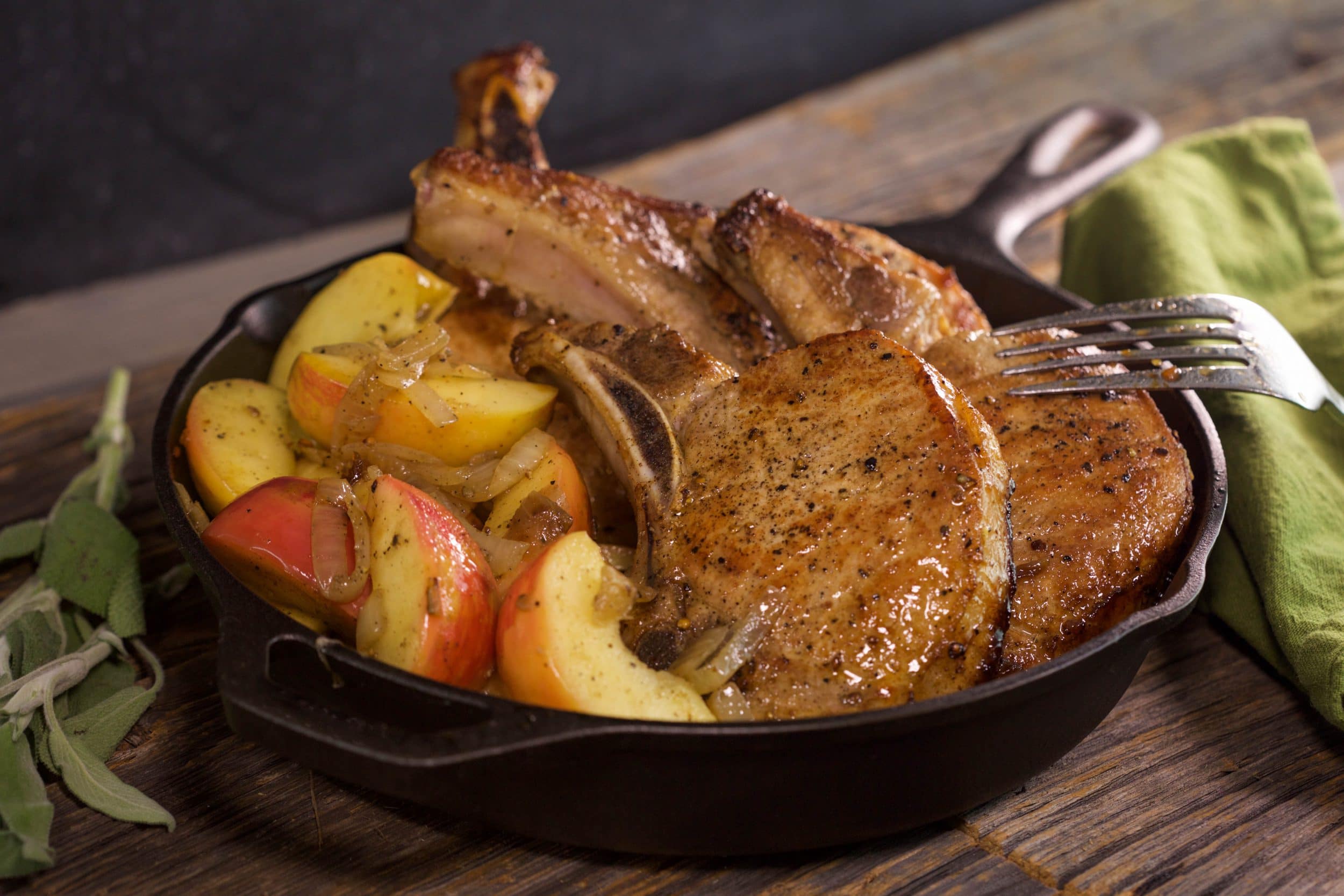 Maple Pork Chops with Brown Butter, Apples and Onions