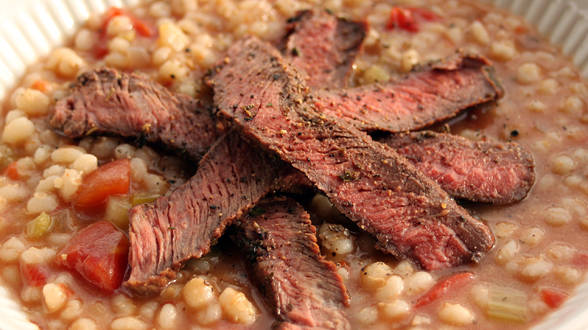 Mexican Sliced Steak and Barley Soup